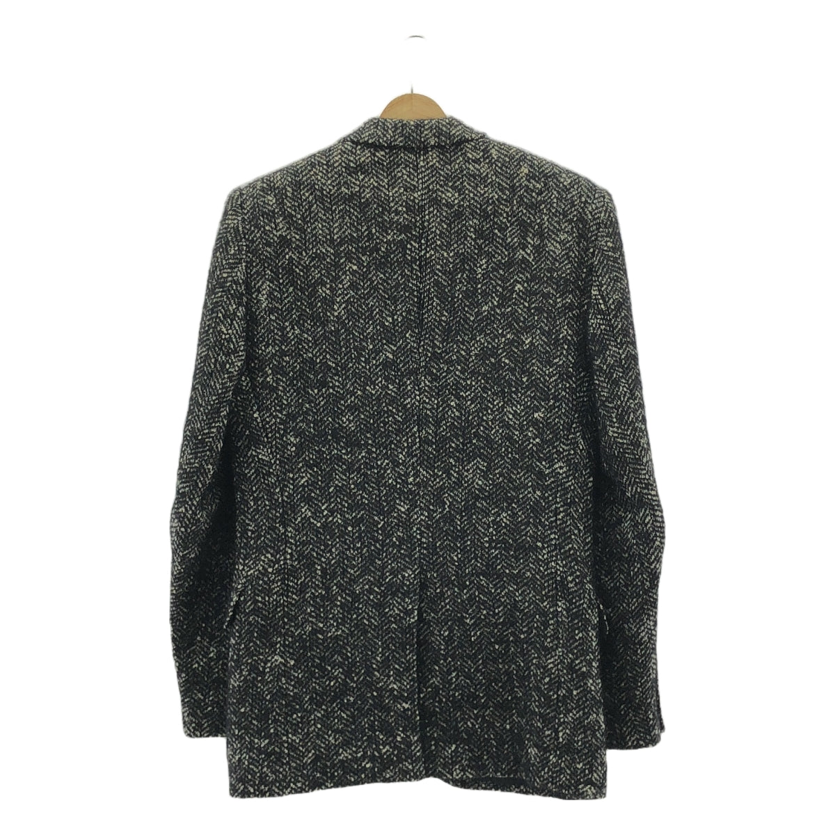 [品相良好] LITHIUM HOMME | 2025SS | RAFANELLI 粗花呢缺口翻領 2B 夾克 棉馬海毛粗花呢訂製夾克 | 48 |黑/白 |男士