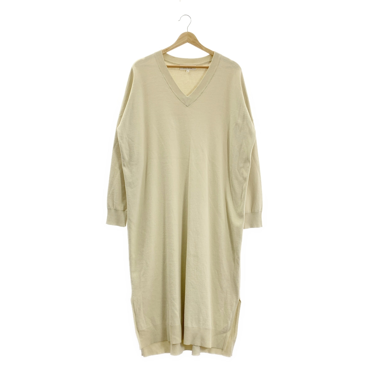 ENFOLD | 棉質超大開衩針織洋裝 | 38碼 | 米色 | 女款