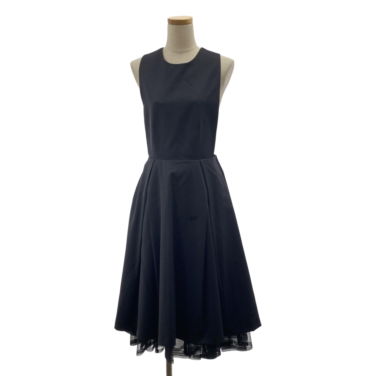 【美品】  noir kei ninomiya / ノワールケイニノミヤ | 2020SS | チュールドッキング レイヤード 吊りスカート ワンピース | S | ブラック | レディース