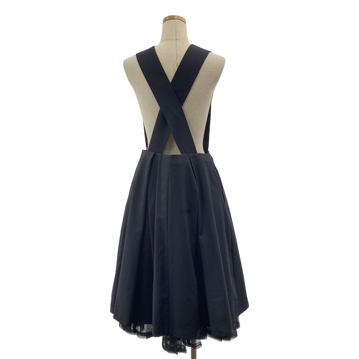 【美品】  noir kei ninomiya / ノワールケイニノミヤ | 2020SS | チュールドッキング レイヤード 吊りスカート ワンピース | S | ブラック | レディース