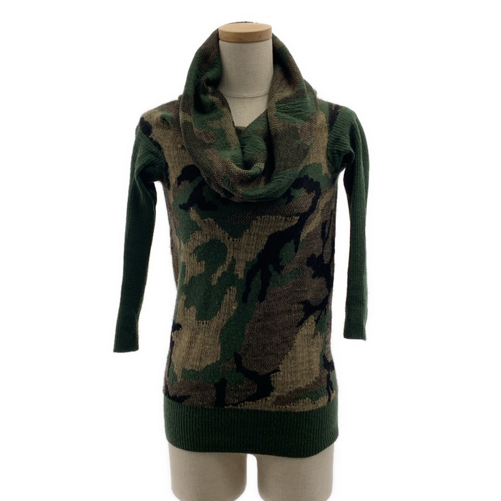 JUNYA WATANABE COMME des GARCONS / ジュンヤワタナベ | ウール カモフラージュ 変形 オーバーネック ニット セーター | S | グリーン/ブラック/ブラウン系 | レディース