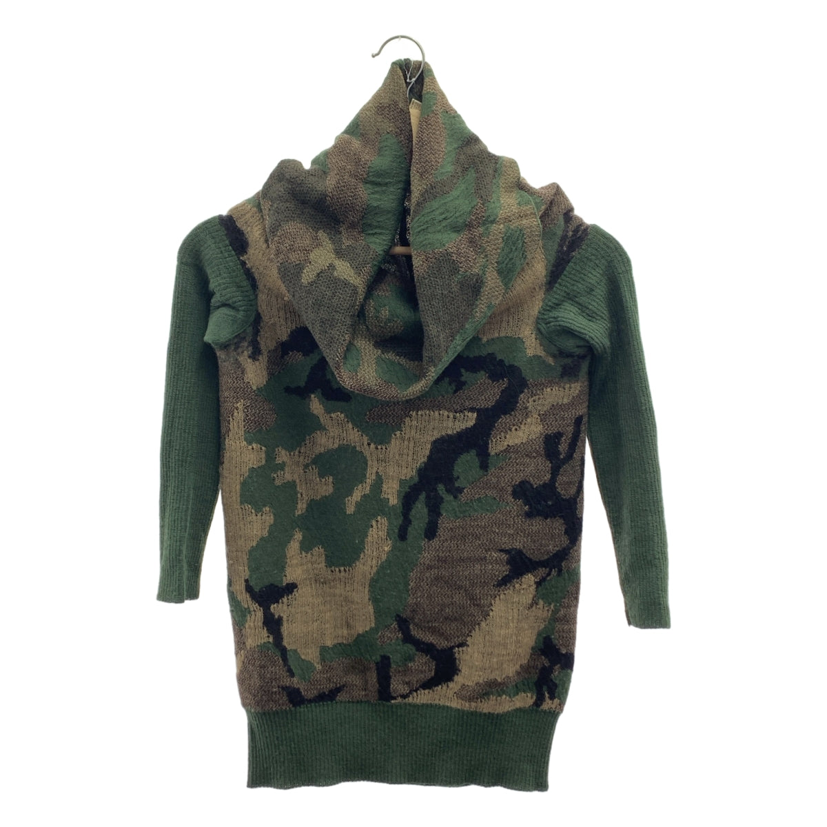 JUNYA WATANABE COMME des GARCONS / ジュンヤワタナベ | ウール カモフラージュ 変形 オーバーネック ニット セーター | S | グリーン/ブラック/ブラウン系 | レディース