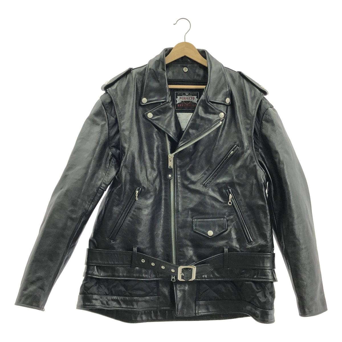 sacai / サカイ | 2022AW | × Schott / ショットコラボ 2Way Leather Blouson キルティングライナー付き レザー ダブルライダースジャケット | 3 | メンズ