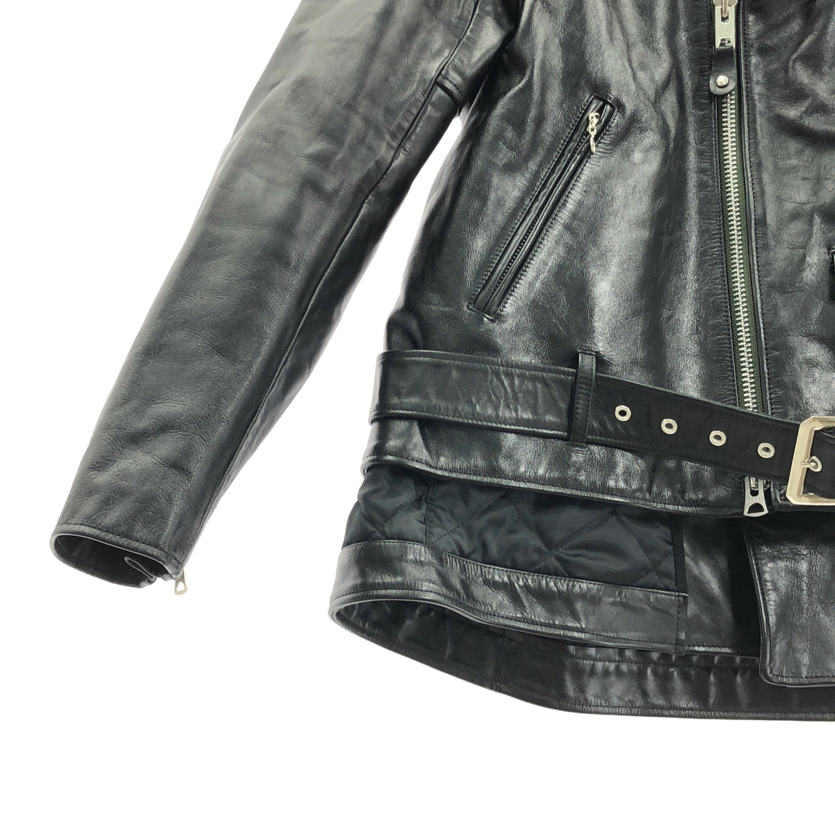 sacai / サカイ | 2022AW | × Schott / ショットコラボ 2Way Leather Blouson キルティングライナー付き レザー ダブルライダースジャケット | 3 | メンズ
