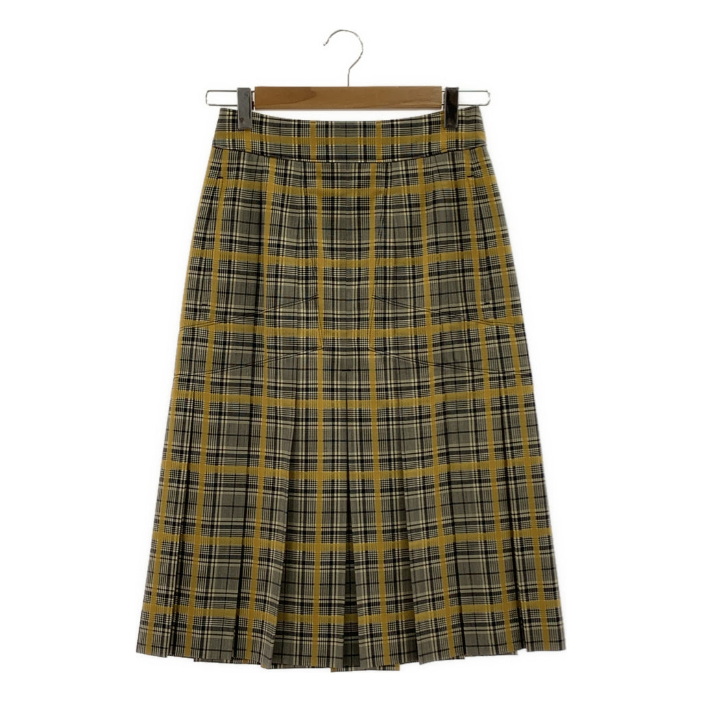 beautiful people / ビューティフルピープル | ウール チェック プリーツ スカート | 34 | イエロー/ブラック | レディース