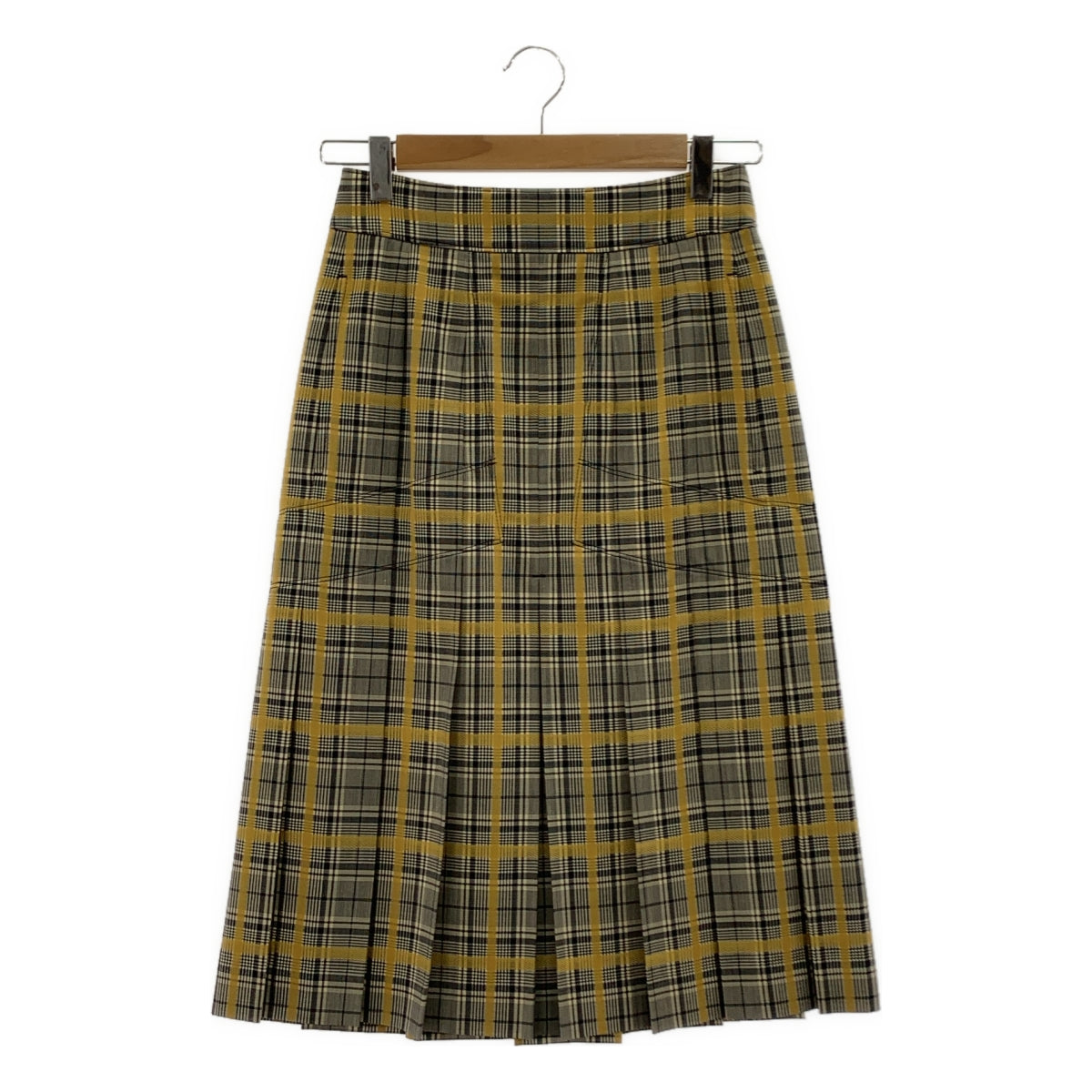 beautiful people / ビューティフルピープル | ウール チェック プリーツ スカート | 34 | イエロー/ブラック | レディース