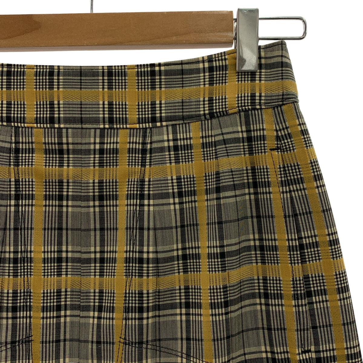 beautiful people / ビューティフルピープル | ウール チェック プリーツ スカート | 34 | イエロー/ブラック | レディース