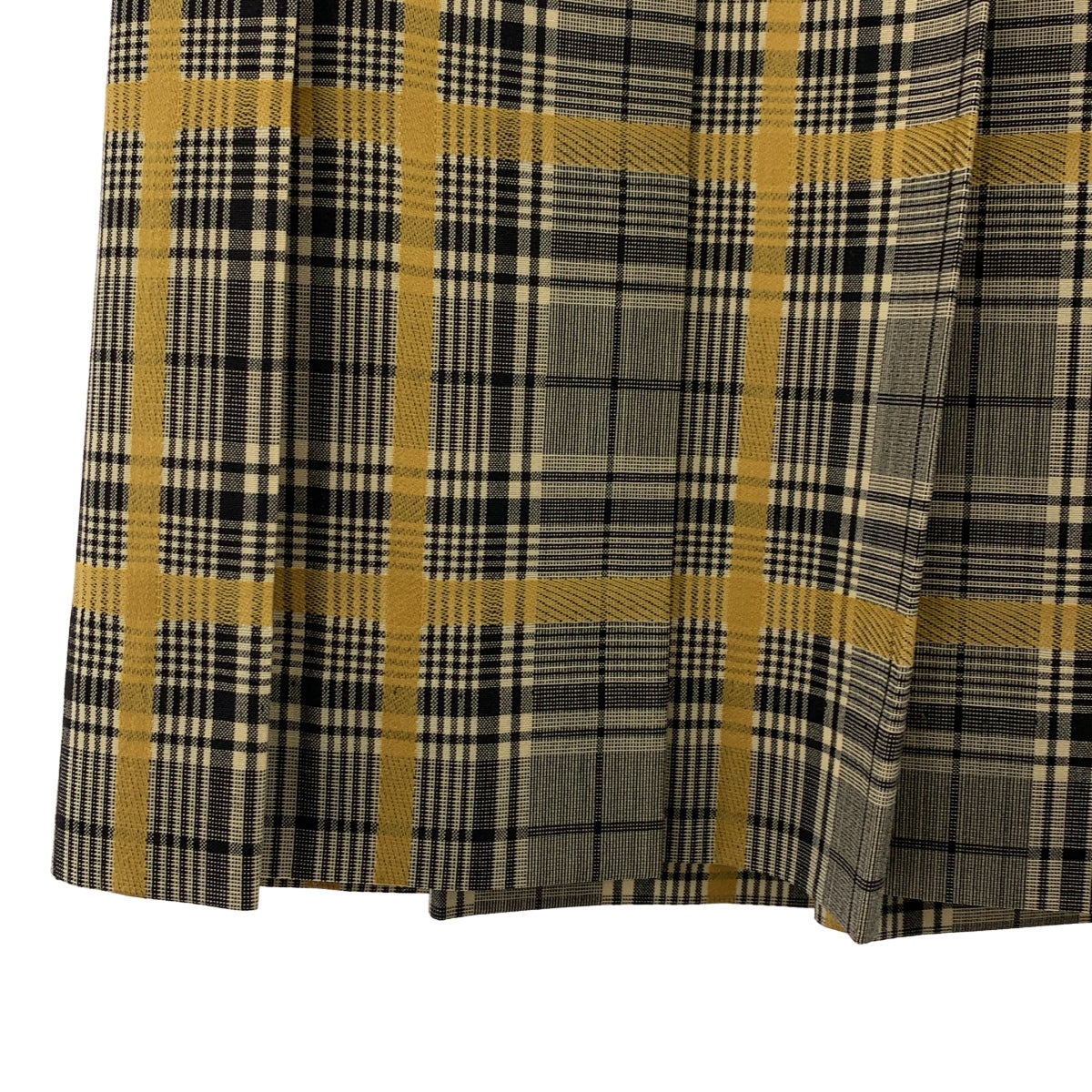 beautiful people / ビューティフルピープル | ウール チェック プリーツ スカート | 34 | イエロー/ブラック | レディース