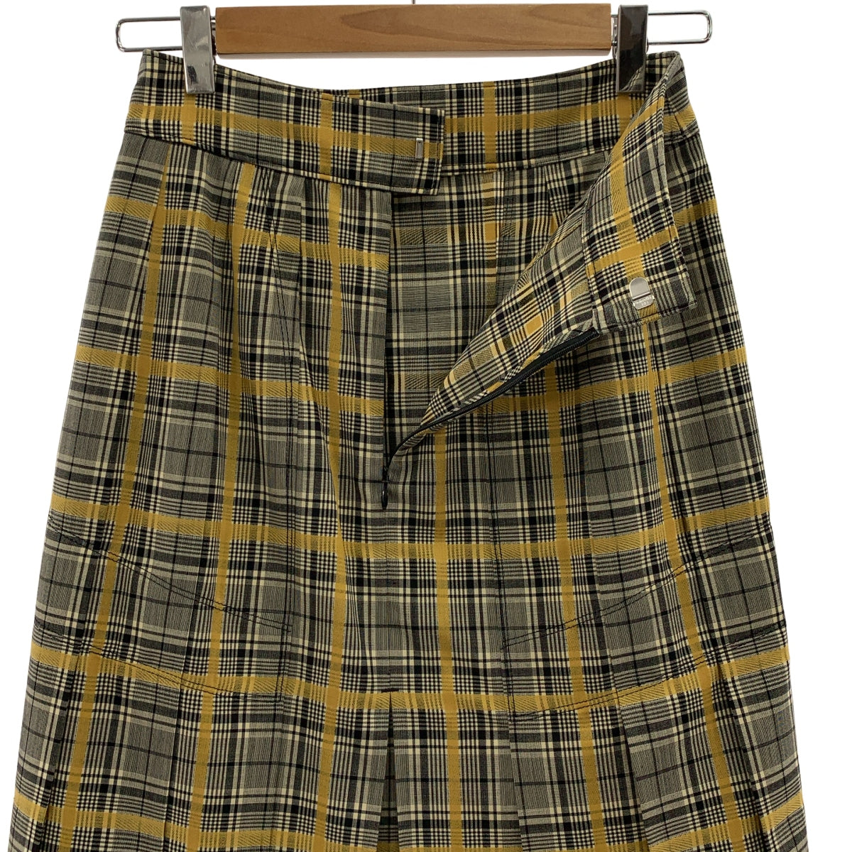 beautiful people / ビューティフルピープル | ウール チェック プリーツ スカート | 34 | イエロー/ブラック | レディース