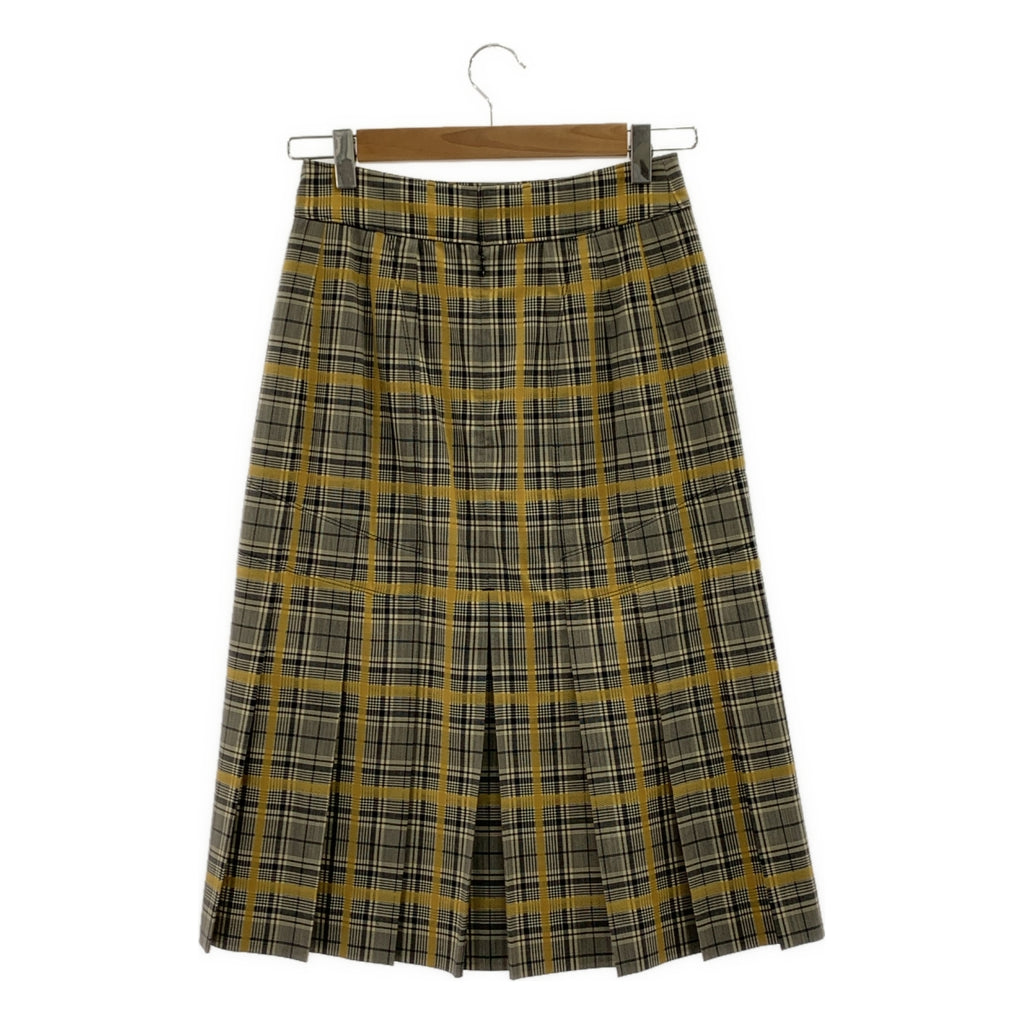 beautiful people / ビューティフルピープル | ウール チェック プリーツ スカート | 34 | イエロー/ブラック | レディース