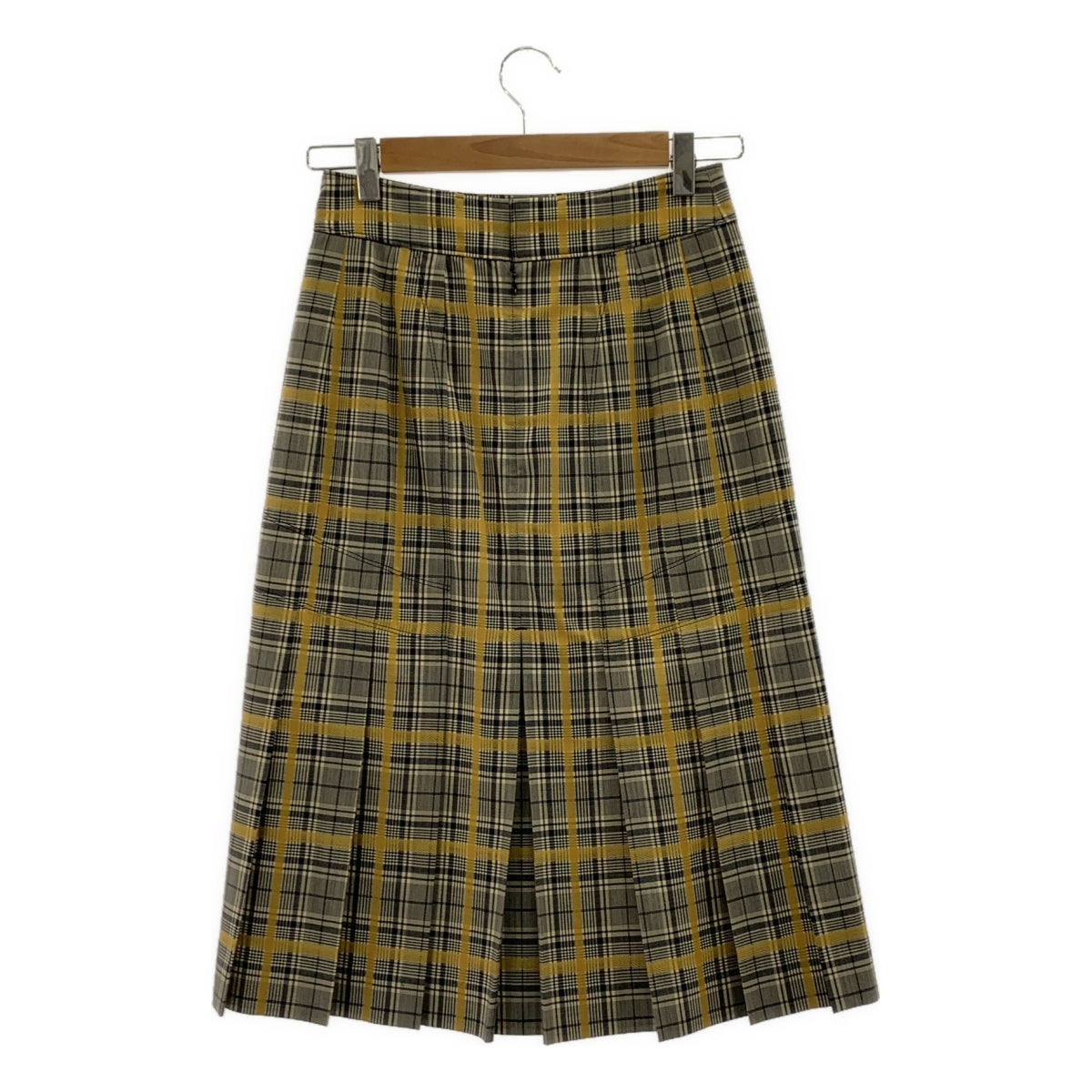beautiful people / ビューティフルピープル | ウール チェック プリーツ スカート | 34 | イエロー/ブラック | レディース