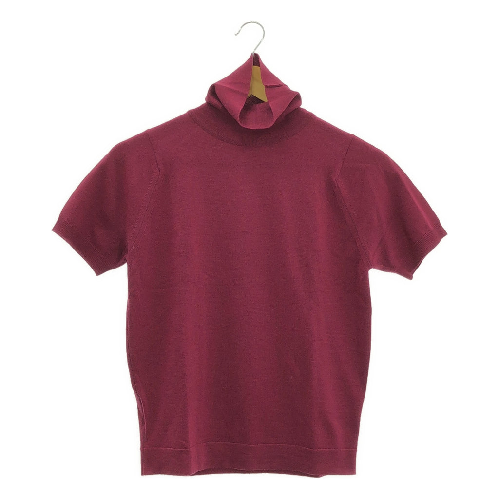 【美品】  JOHN SMEDLEY / ジョンスメドレー | ウール ハイゲージ タートルネック 半袖ニット | S | ピンク系 | レディース