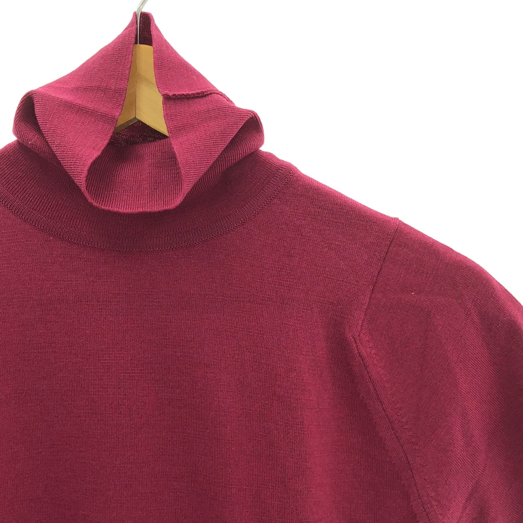 【美品】  JOHN SMEDLEY / ジョンスメドレー | ウール ハイゲージ タートルネック 半袖ニット | S | ピンク系 | レディース