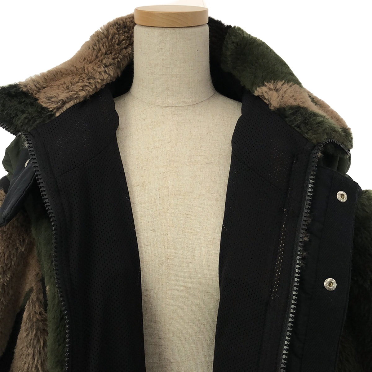 【미품】 sacai / 사카이 | × KAWS / 카우즈 Jacquard Faux Fur Reversible Blouson / 다른 소재 보어 전환 오버블루존 재킷 | 2 | 블랙/브라운/올리브 | 남성
