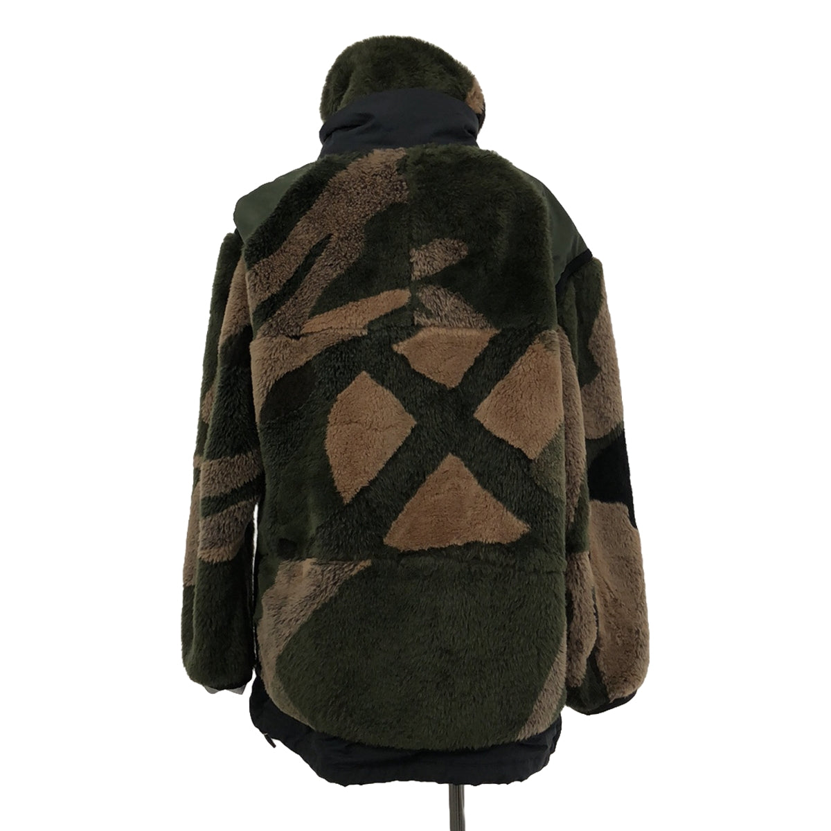 【美品】  sacai / サカイ | × KAWS / カウズ Jacquard Faux Fur Reversible Blouson / 異素材 ボア切替 オーバーブルゾン ジャケット | 2 | ブラック/ブラウン/オリーブ | メンズ