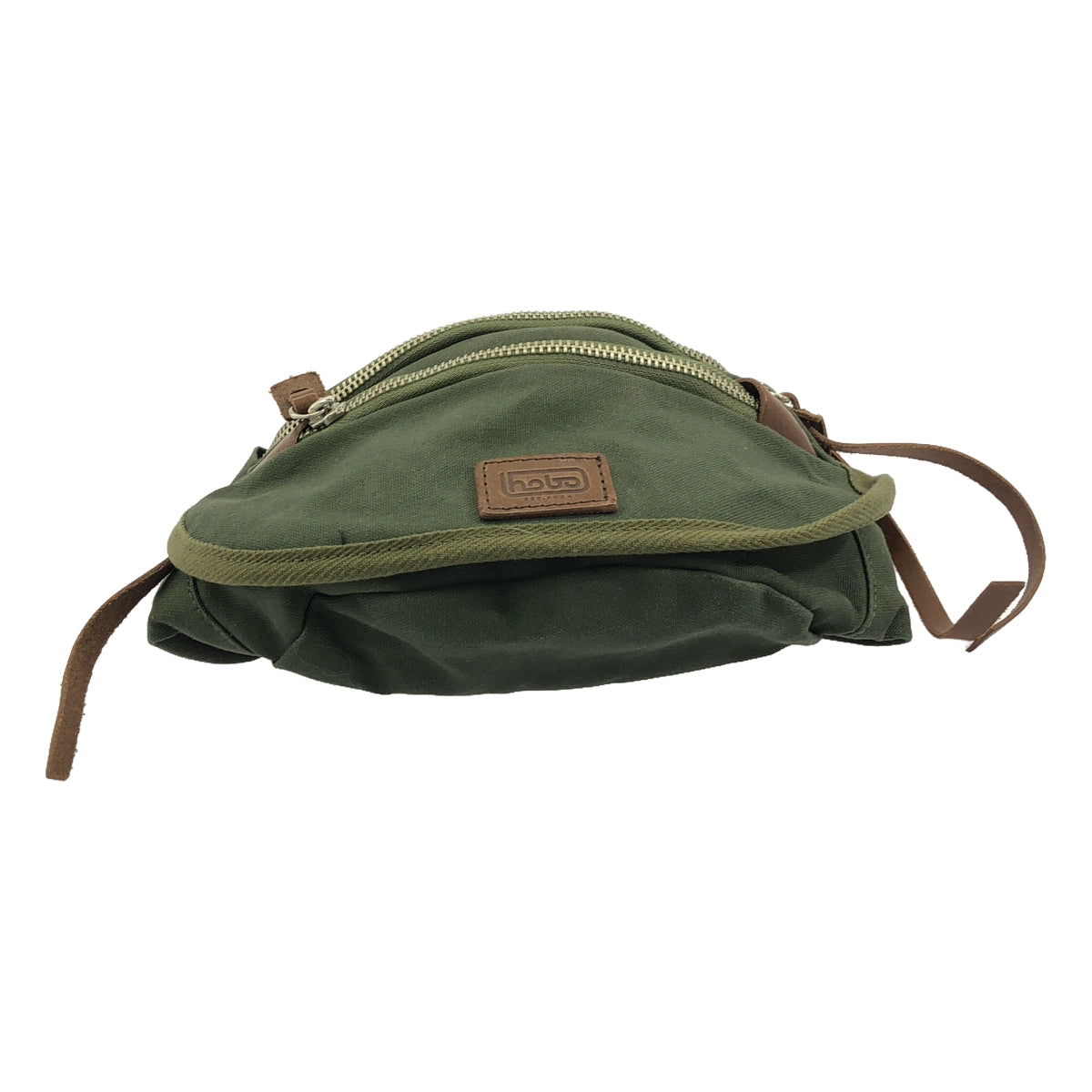 hobo | Leather-trimmed canvas body bag/waist pouch / unisex | green | men's