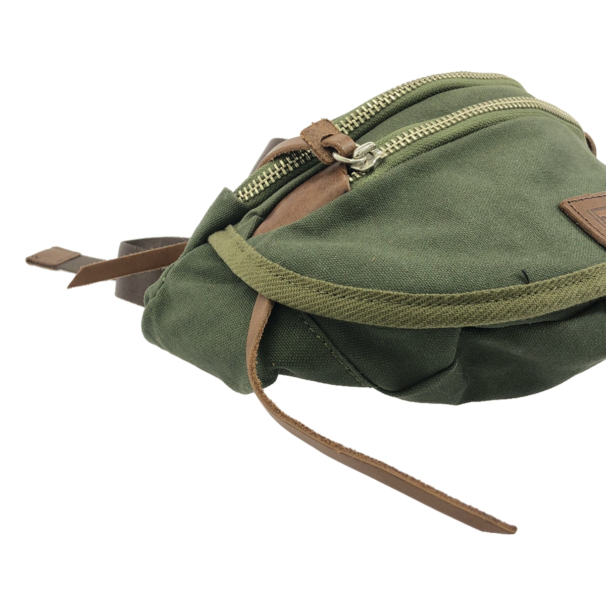 hobo | Leather-trimmed canvas body bag/waist pouch / unisex | green | men's