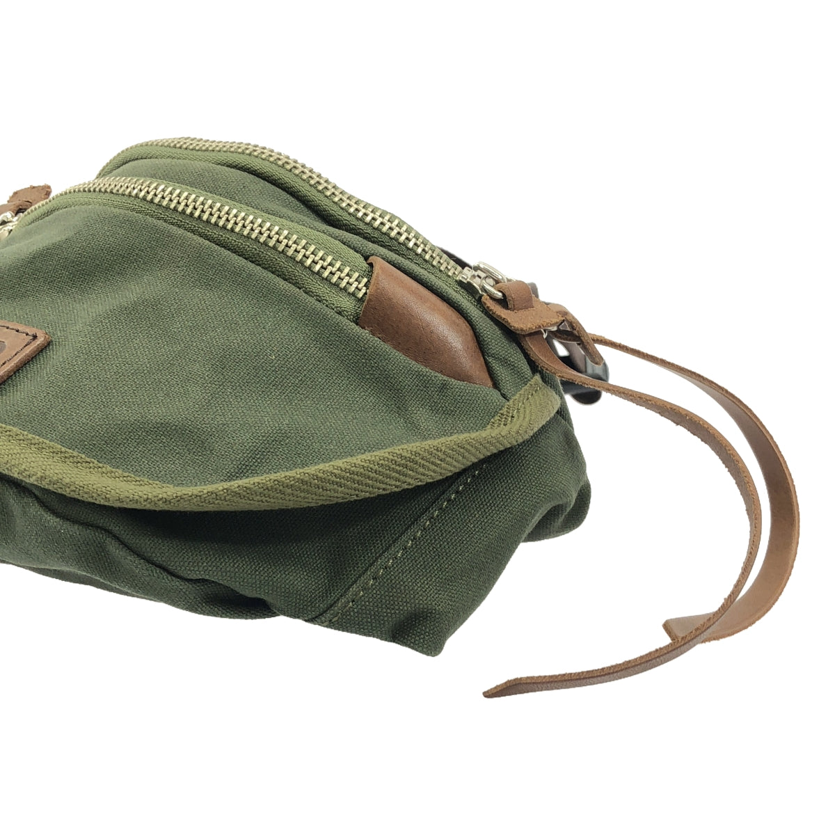 hobo | Leather-trimmed canvas body bag/waist pouch / unisex | green | men's