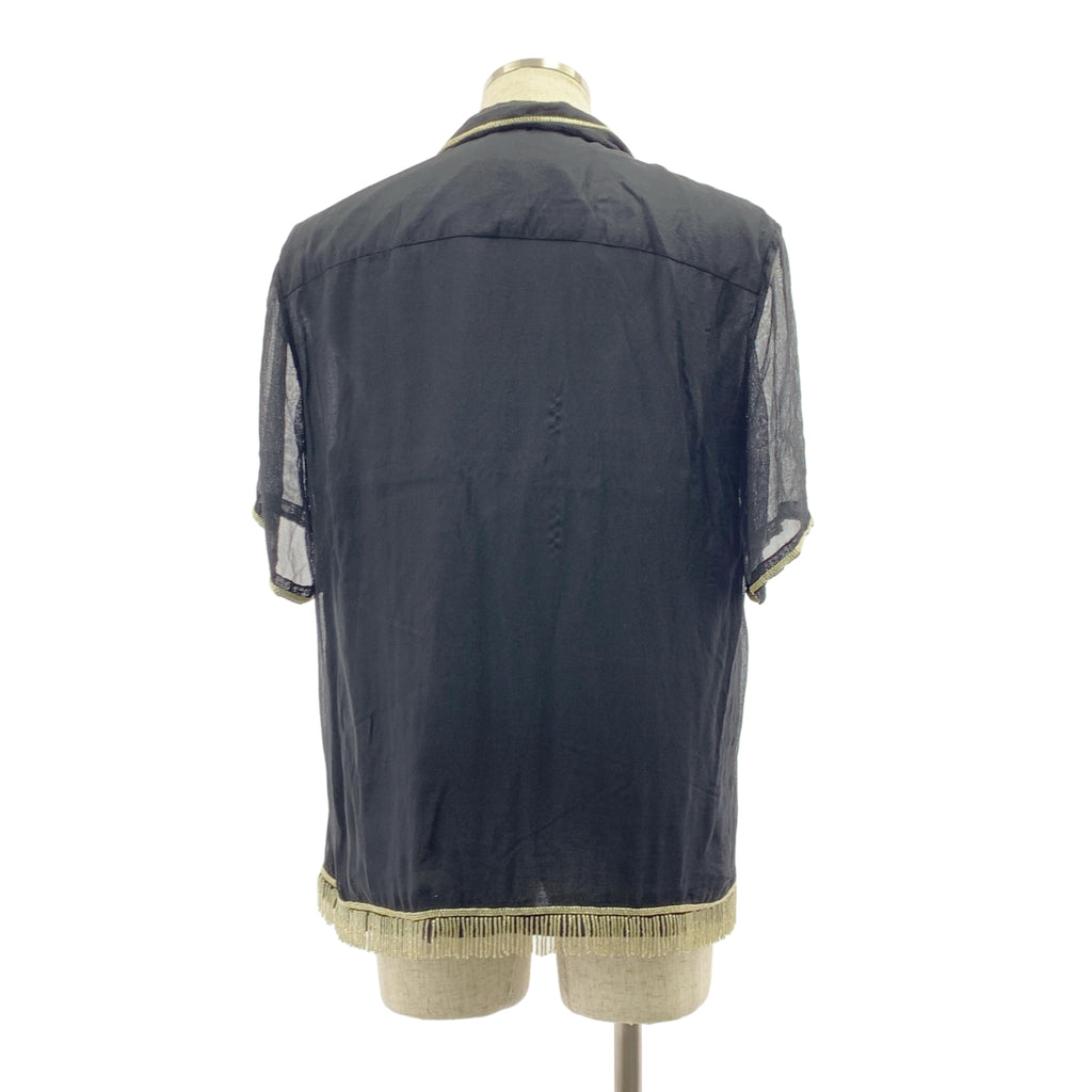 baziszt / バジスト | silk 100％ / シルク ビジュー 装飾 オーバーシルエット オープンカラー シャツ | M | メンズ