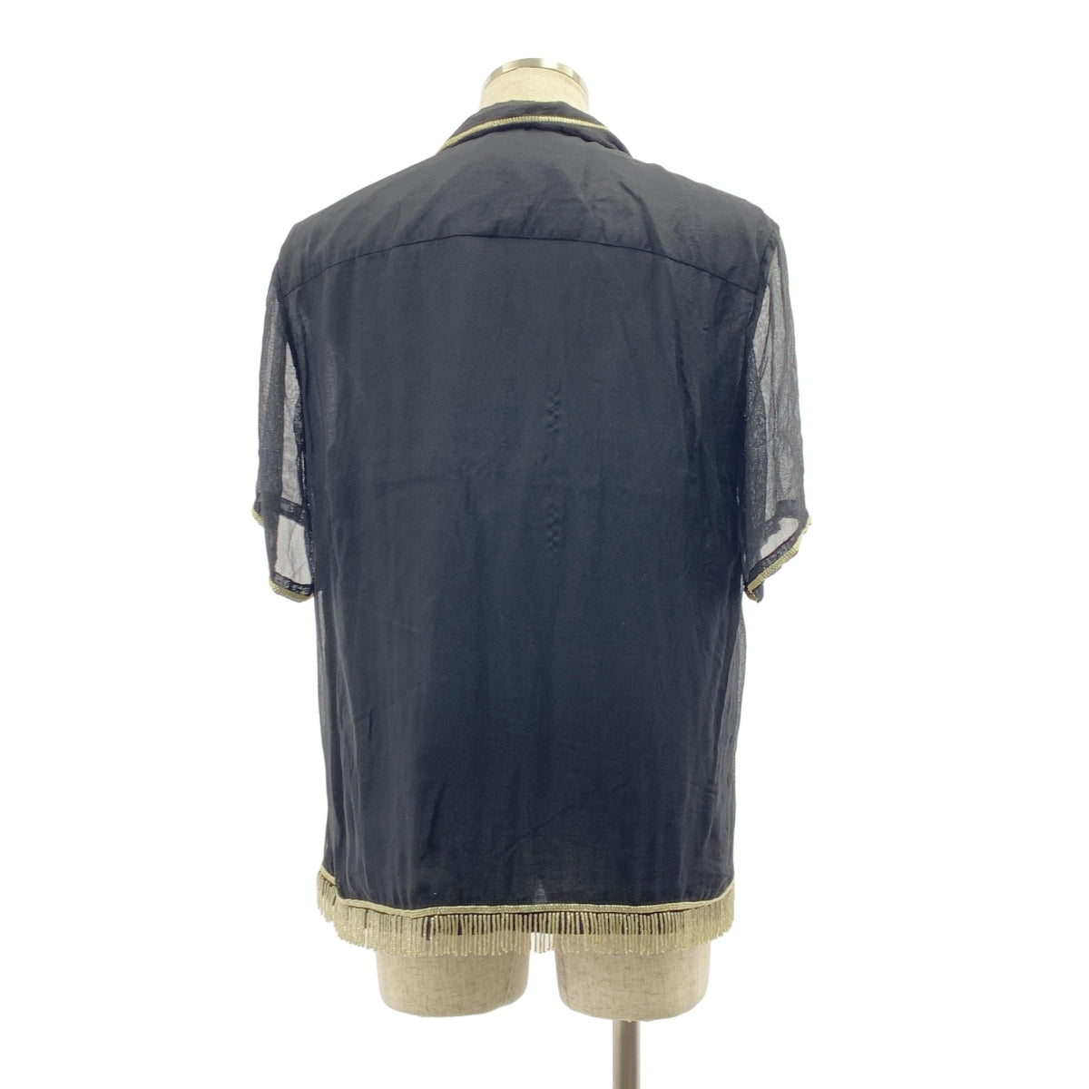 baziszt / バジスト | silk 100％ / シルク ビジュー 装飾 オーバーシルエット オープンカラー シャツ | M | メンズ