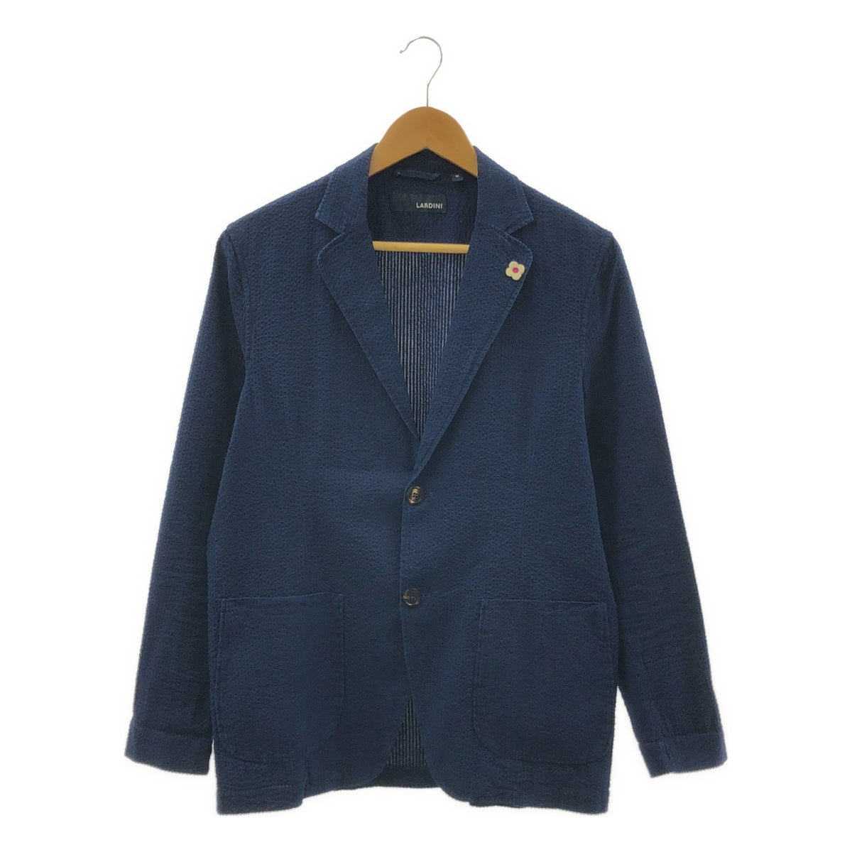 LARDINI / ラルディーニ | ブートニエール付き コットン シアサッカー 2B テーラードジャケット | M | メンズ