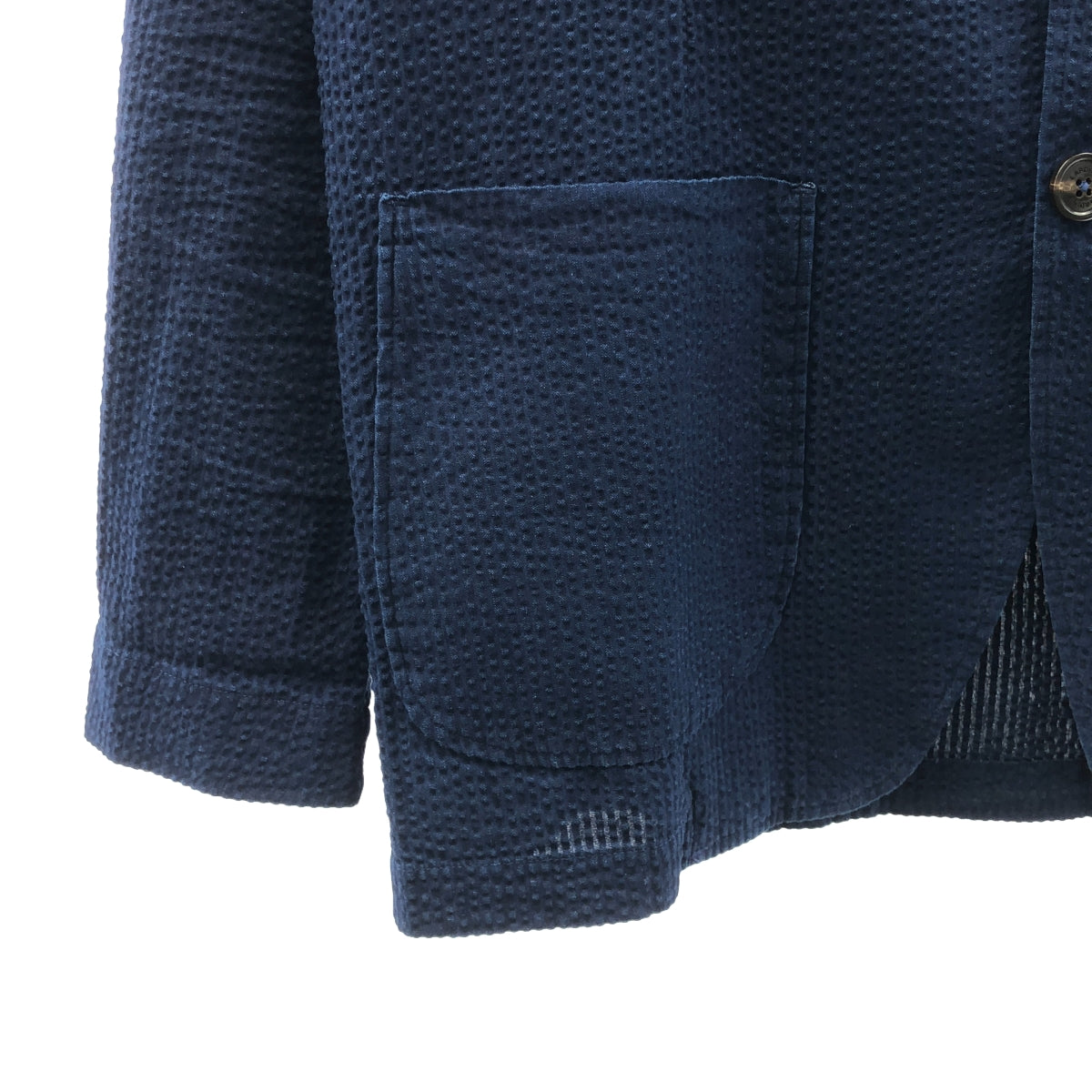 LARDINI / ラルディーニ | ブートニエール付き コットン シアサッカー 2B テーラードジャケット | M | メンズ