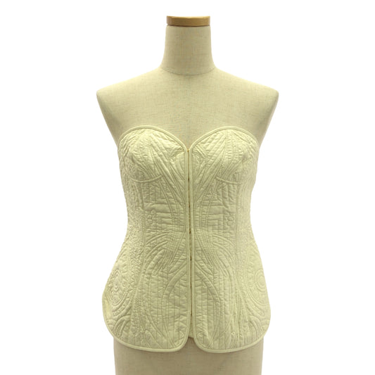 [Beautiful Condition] Mame Kurogouchi | 2023AW | Floral Quilted Silk Bustier | 2 | ECRU | Women's