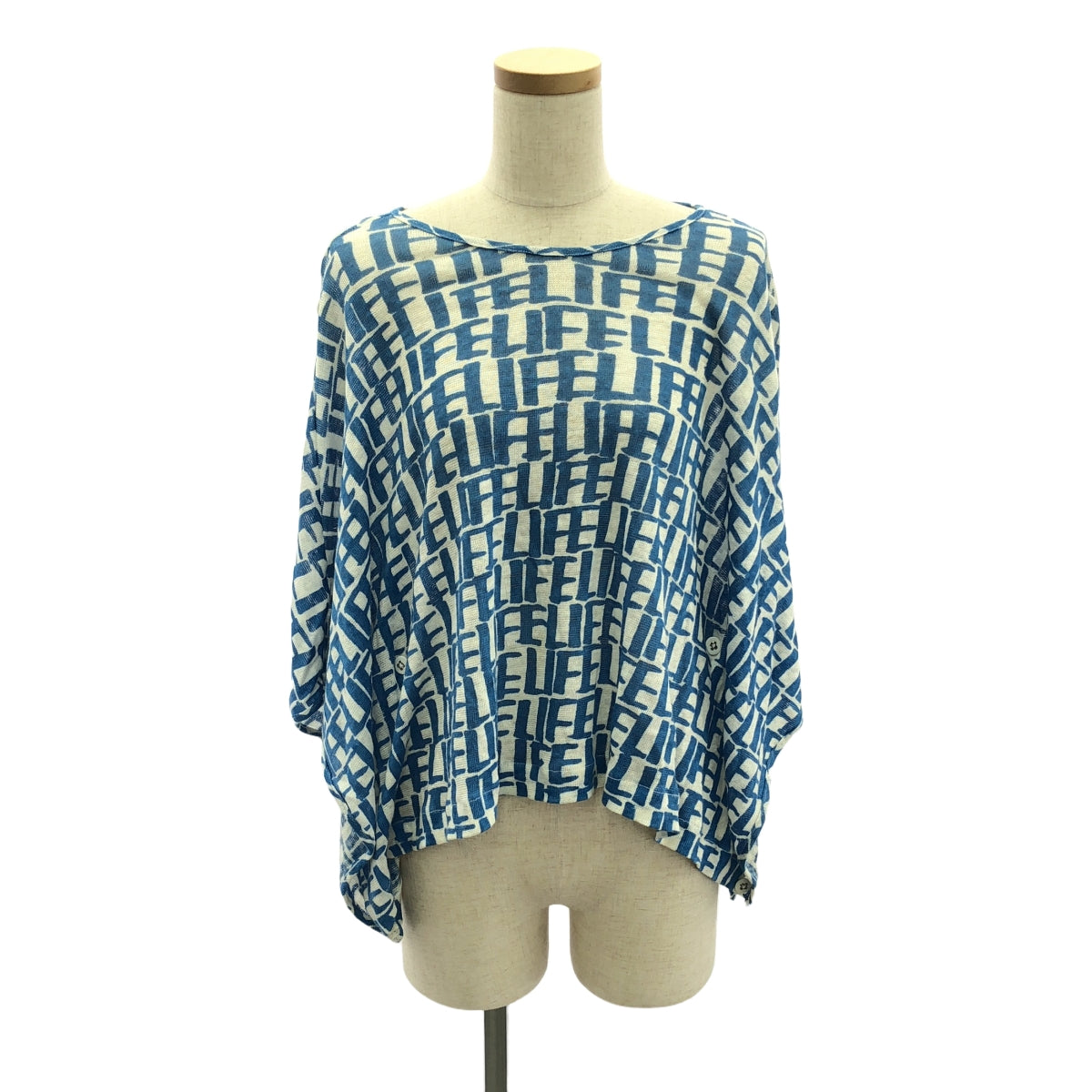mina perhonen | 2013SS | life all-over print linen knit poncho | 36 | Women's