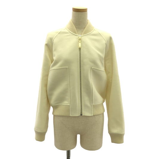 【미품】 HERMES / 헤르메스 | 2024AW | cashmere 100 % / 캐시미어 가죽 Zip 리브 블루존 재킷 | 36 | 오프 화이트 | 여성