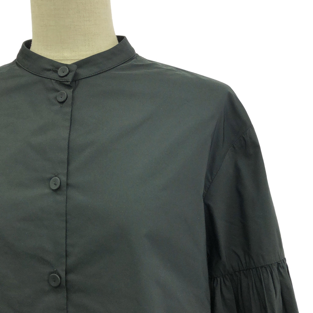 JIL SANDER / ジルサンダー | バルーン ギャザースリーブ スタンドカラーシャツ | 34 | ブラック | レディース