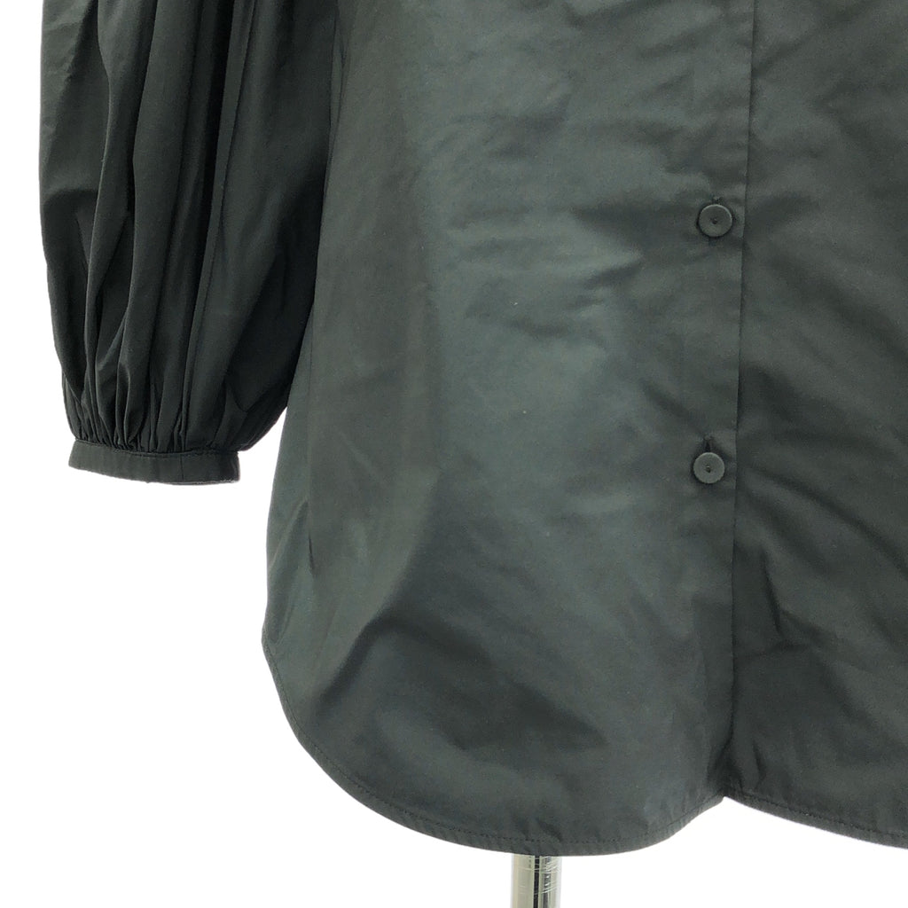 JIL SANDER / ジルサンダー | バルーン ギャザースリーブ スタンドカラーシャツ | 34 | ブラック | レディース