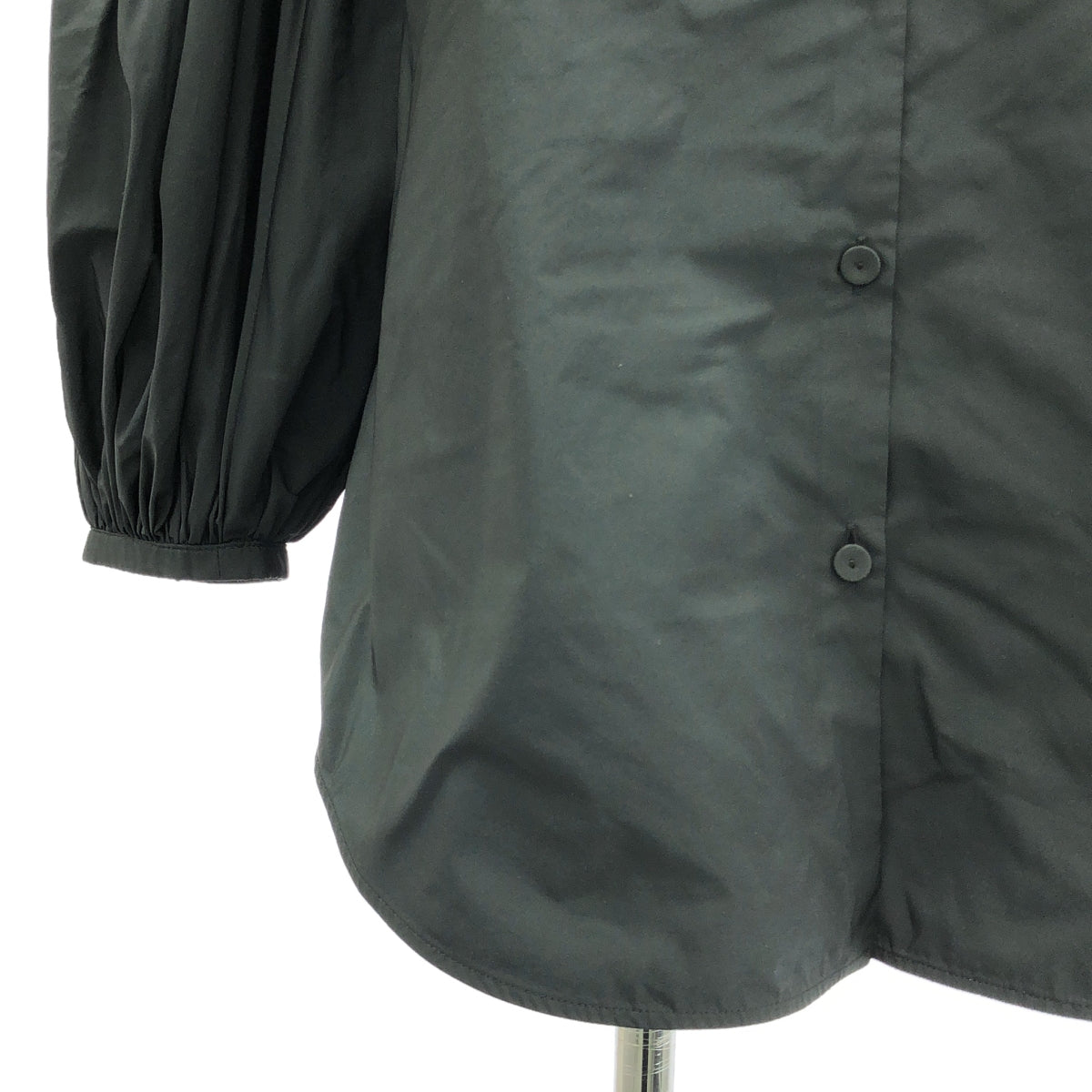 JIL SANDER / ジルサンダー | バルーン ギャザースリーブ スタンドカラーシャツ | 34 | ブラック | レディース