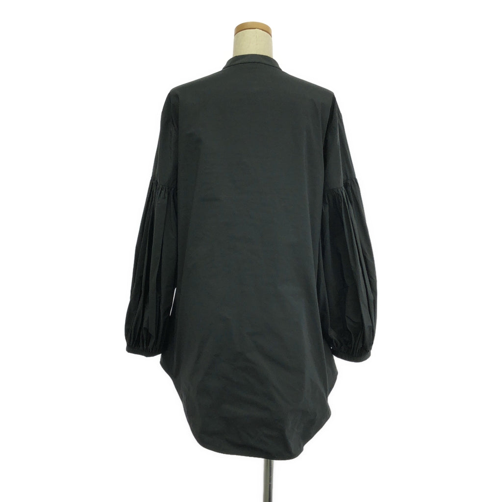 JIL SANDER / ジルサンダー | バルーン ギャザースリーブ スタンドカラーシャツ | 34 | ブラック | レディース