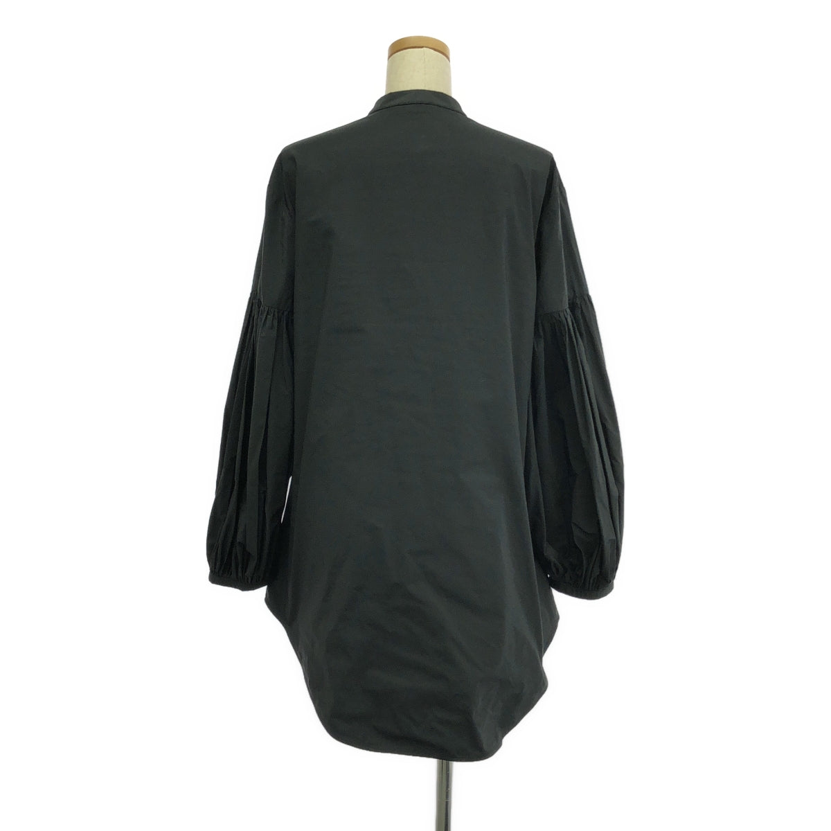 JIL SANDER / ジルサンダー | バルーン ギャザースリーブ スタンドカラーシャツ | 34 | ブラック | レディース