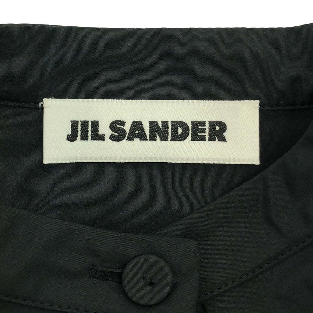JIL SANDER / ジルサンダー | バルーン ギャザースリーブ スタンドカラーシャツ | 34 | ブラック | レディース