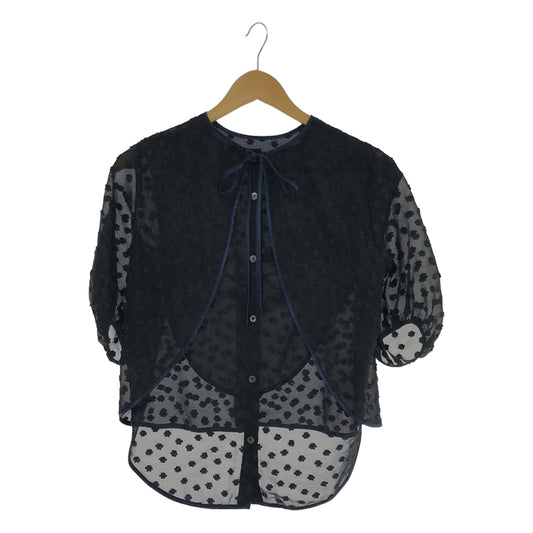 yori shirocon / yori shirocon | Flora back ribbon blouse | 34 | Navy/Black | Women's