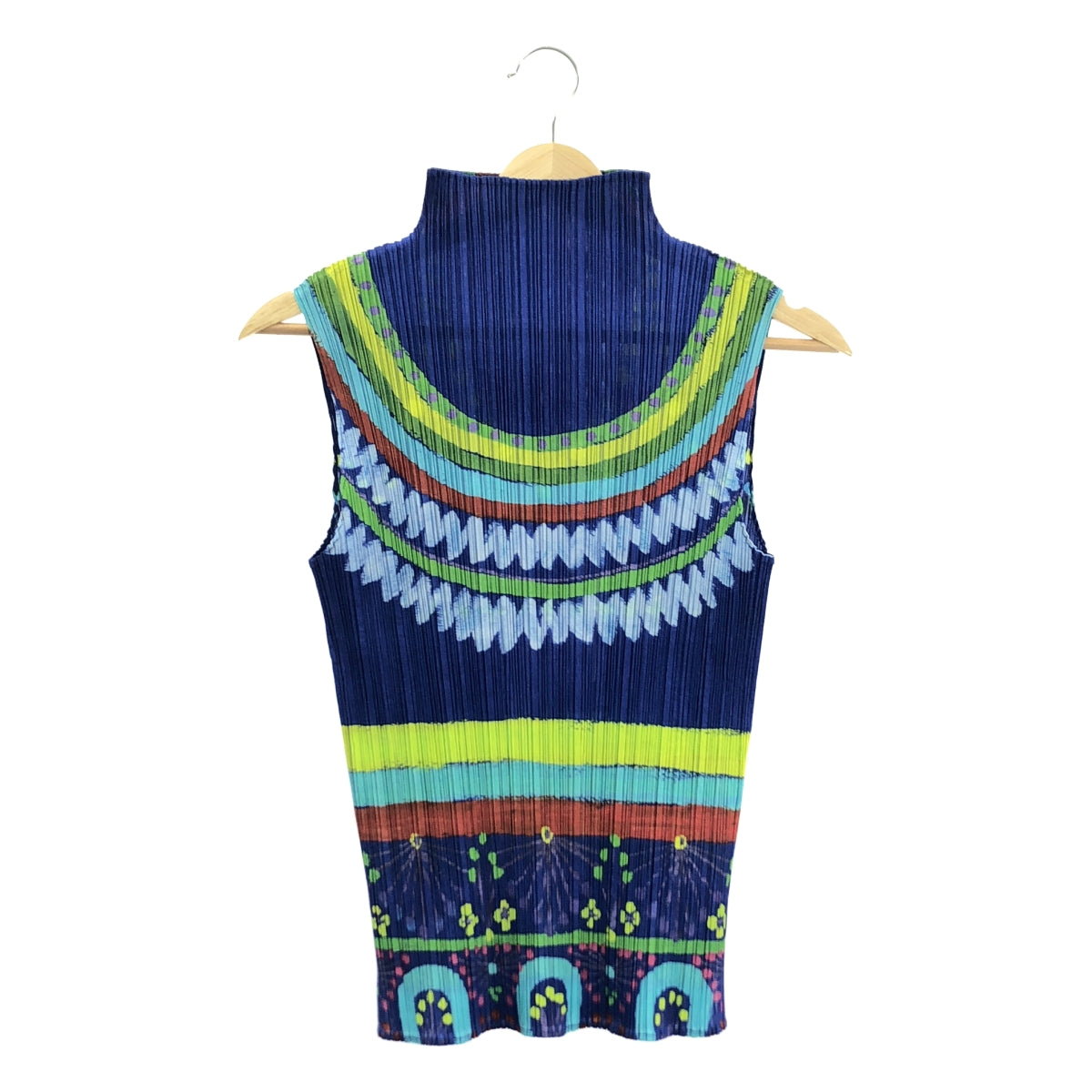 PLEATS PLEASE ISSEY MIYAKE / プリーツプリーズイッセイミヤケ | 総柄 ハイネック ノースリーブ プルオーバー | 3 | レディース