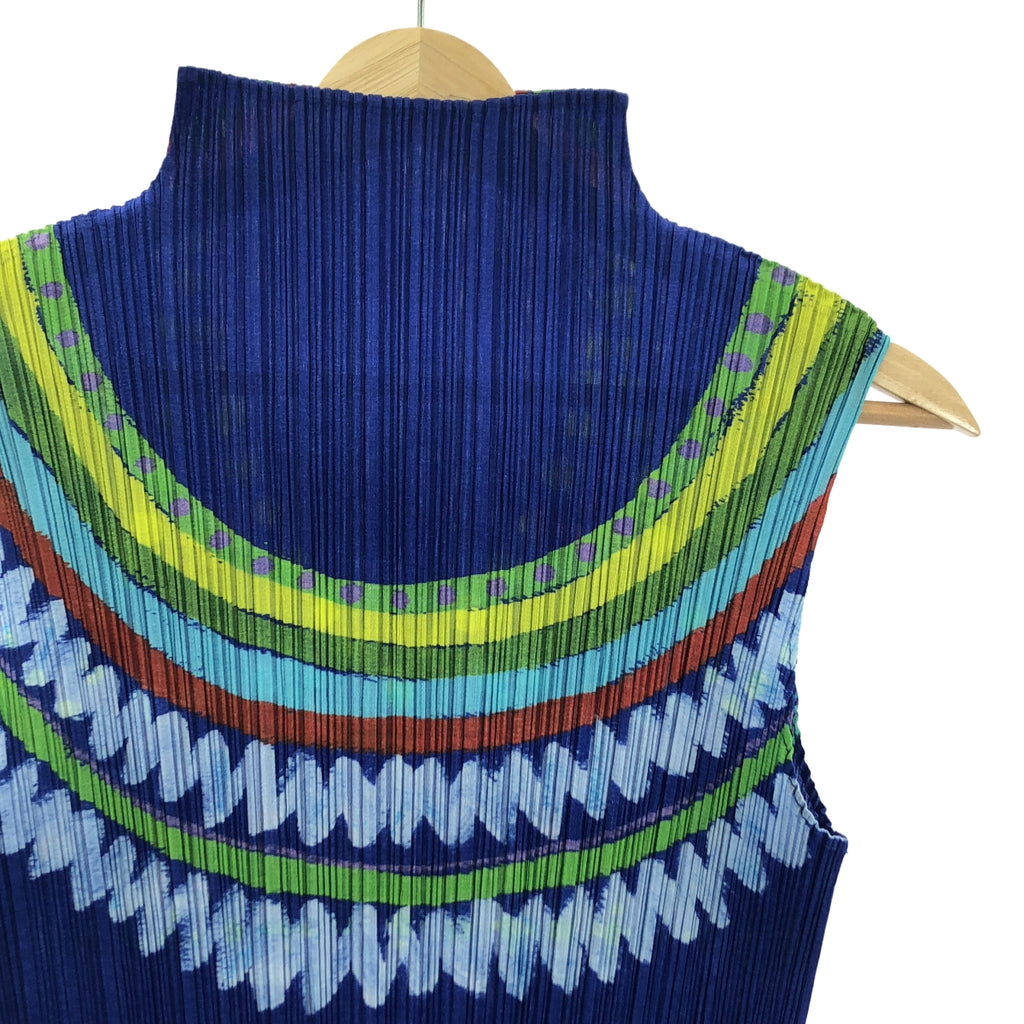 PLEATS PLEASE ISSEY MIYAKE / プリーツプリーズイッセイミヤケ | 総柄 ハイネック ノースリーブ プルオーバー | 3 | レディース