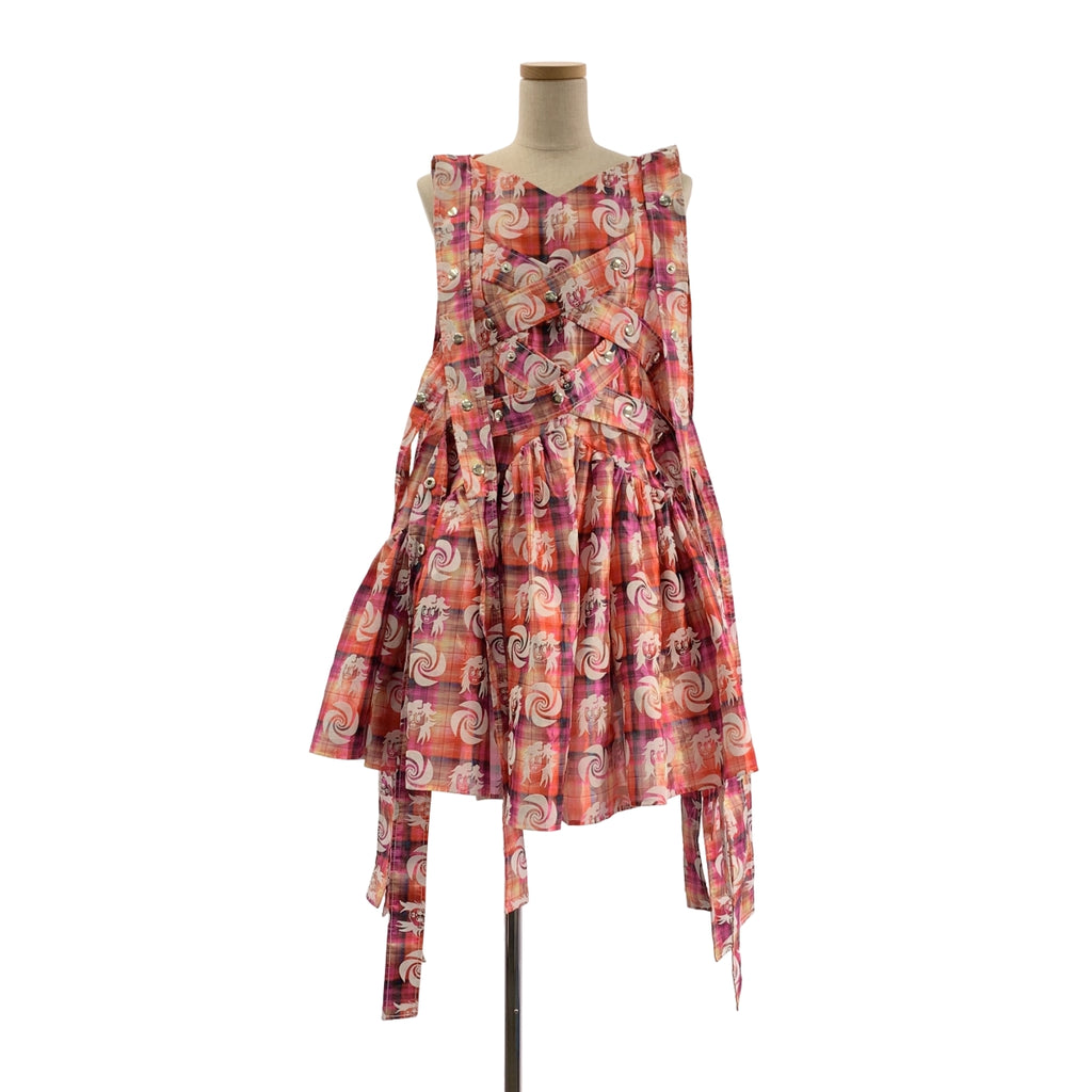 CHOPOVA LOWENA / チョポヴァロウェナ | チェック グラフィック フロッキープリント ウエストギャザー ワンピース | S | レディース