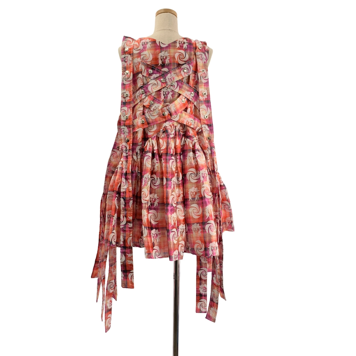 CHOPOVA LOWENA / チョポヴァロウェナ | チェック グラフィック フロッキープリント ウエストギャザー ワンピース | S | レディース