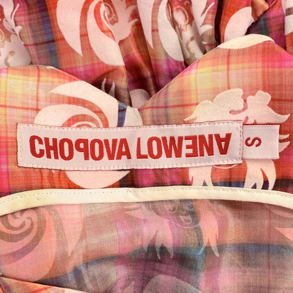 CHOPOVA LOWENA / チョポヴァロウェナ | チェック グラフィック フロッキープリント ウエストギャザー ワンピース | S | レディース