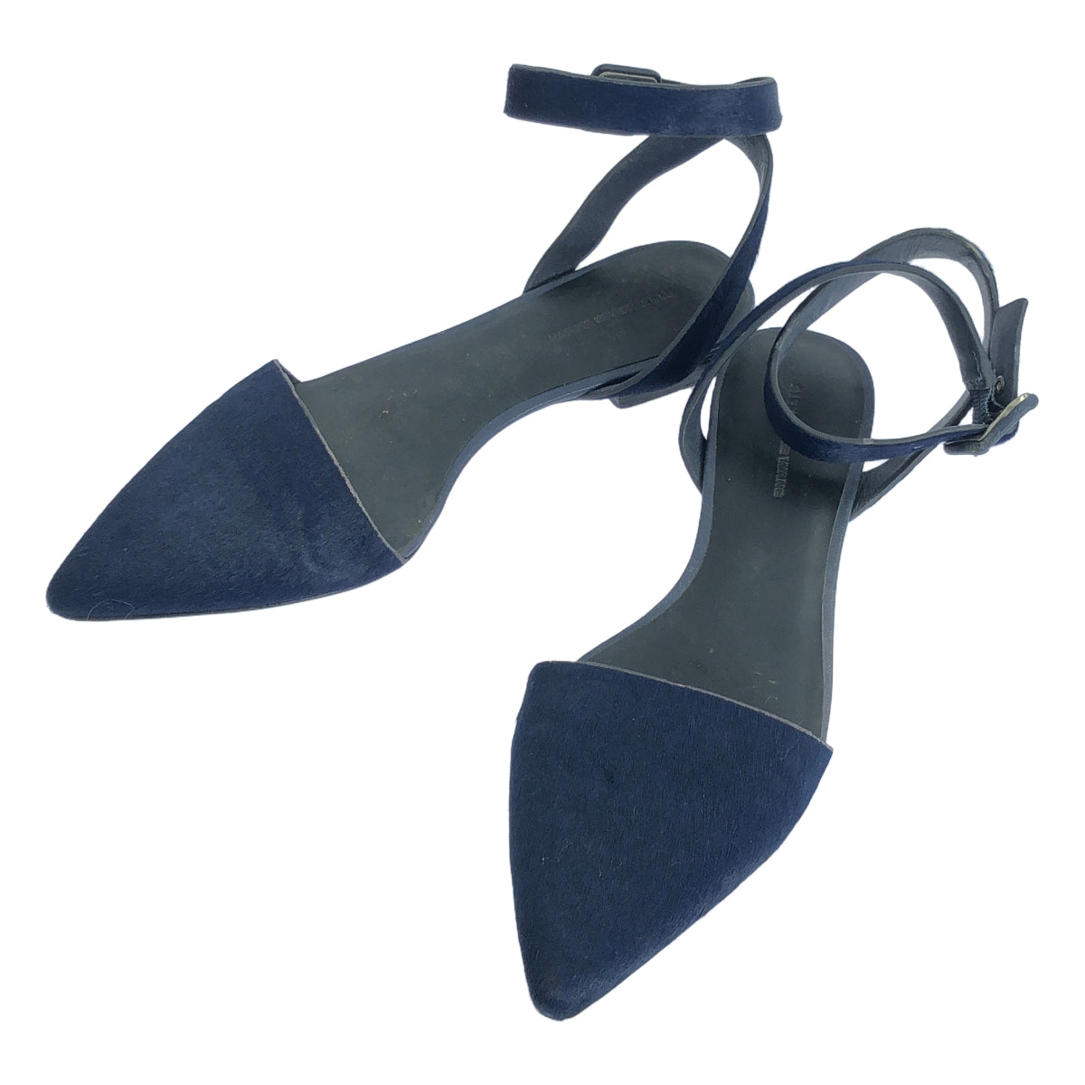 【미품】 ALEXANDER WANG / 알렉산더 원 | 하라코 가죽 발목 스트랩 플랫 펌프 | 37 | 네이비 | 여성