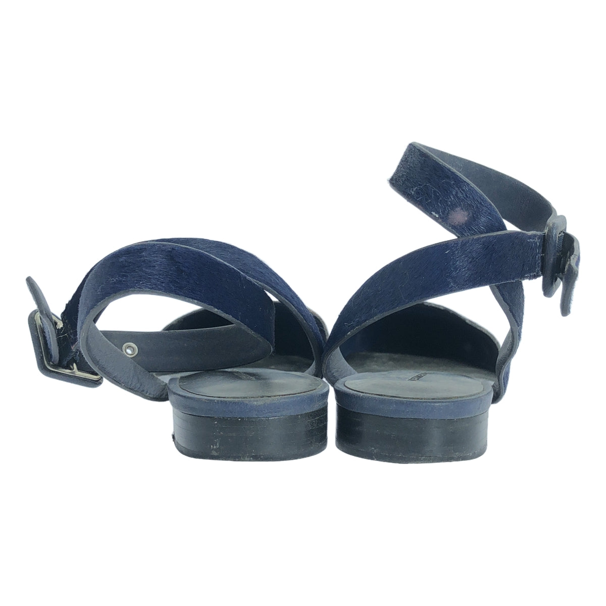 【미품】 ALEXANDER WANG / 알렉산더 원 | 하라코 가죽 발목 스트랩 플랫 펌프 | 37 | 네이비 | 여성