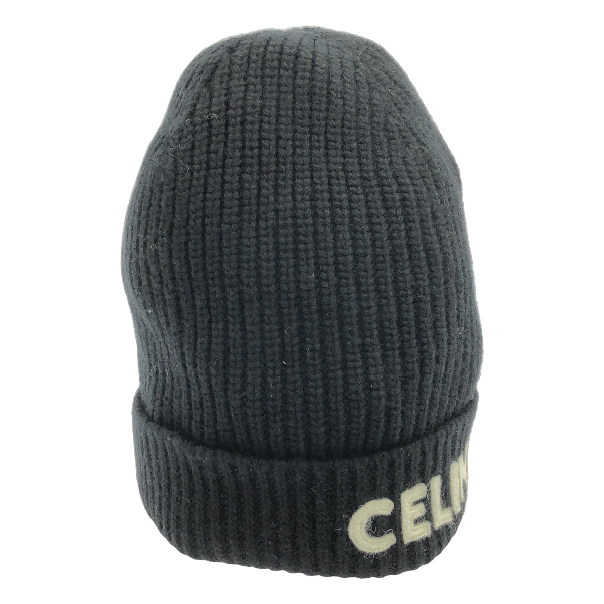 【미품】 CELINE / 셀린느 | 울 리브 로고 니트 캡 비니 | 블랙 | 여성