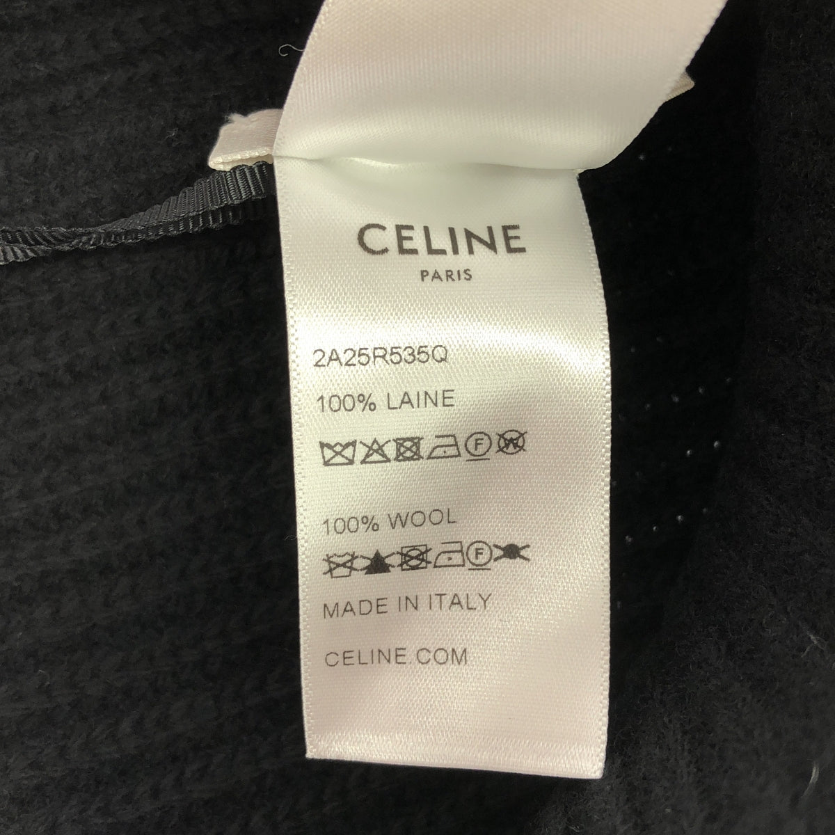 [狀況極佳] CELINE | 羊毛羅紋標誌針織帽 | 黑色 | 女款