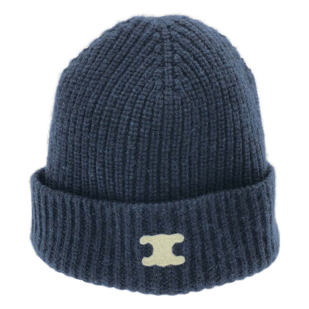 CELINE / セリーヌ | TRIOMPHE BEANIE IN HERITAGE CASHMERE / カシミヤトリオンフ ビーニー ニットキャップ 帽子 / ユニセックス | TU | ネイビー | メンズ
