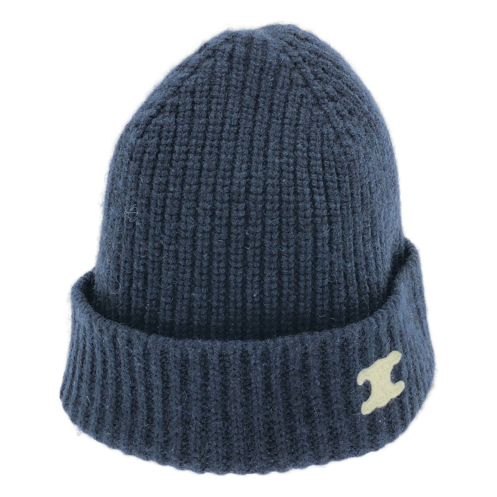CELINE / セリーヌ | TRIOMPHE BEANIE IN HERITAGE CASHMERE / カシミヤトリオンフ ビーニー ニットキャップ 帽子 / ユニセックス | TU | ネイビー | メンズ