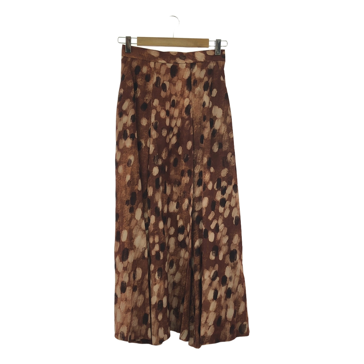 【美品】  AKIRANAKA / アキラナカ | Aix flare SK / レーヨン 総柄 スカート / 裏地付き | 1 | ブラウン | レディース