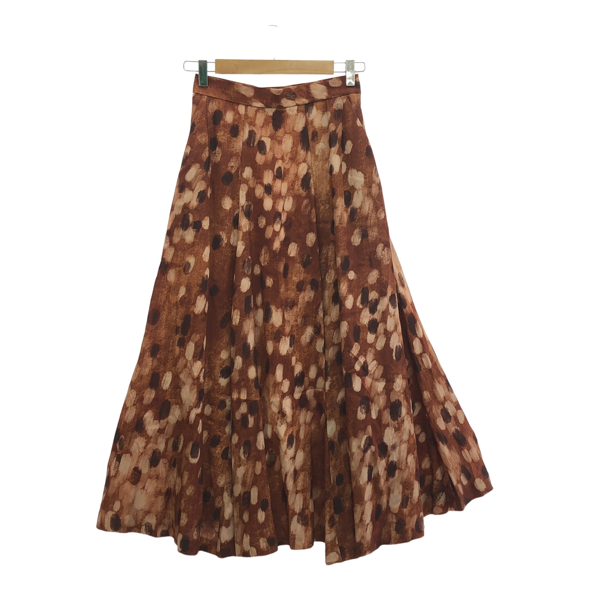 【美品】  AKIRANAKA / アキラナカ | Aix flare SK / レーヨン 総柄 スカート / 裏地付き | 1 | ブラウン | レディース