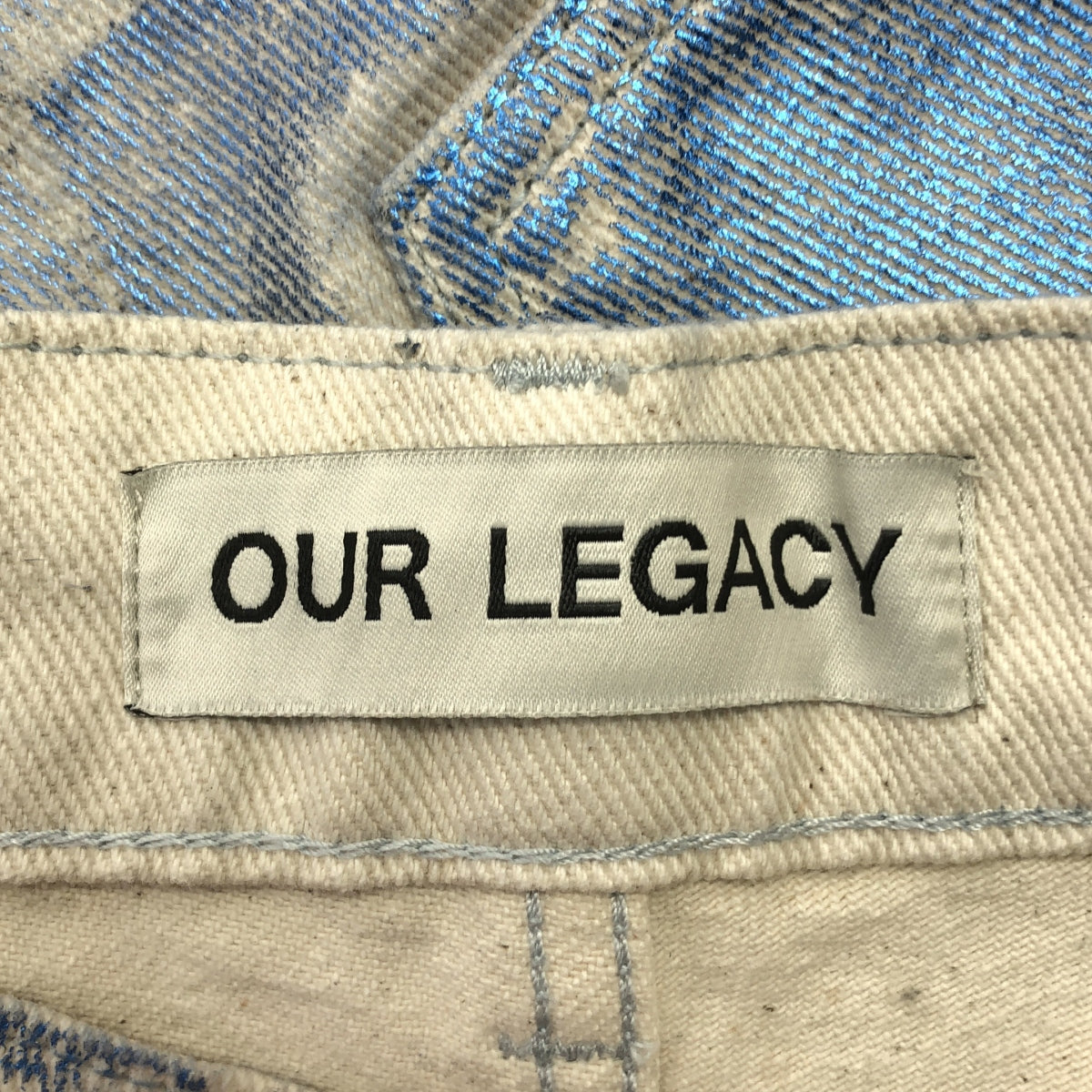 OUR LEGACY / 아워 레거시 | 2023AW | THIRD CUT BLUE FOIL DENIM 포일 프린트 써드 컷 데님 팬츠 | 30 | 맨즈